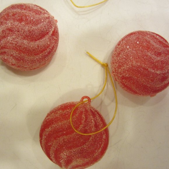 VTG 60'S RED LOLLIPOP ORNAMENTS, SWIRL W/SUGAR COAT, STAR BRAND CO - Picture 6 of 6